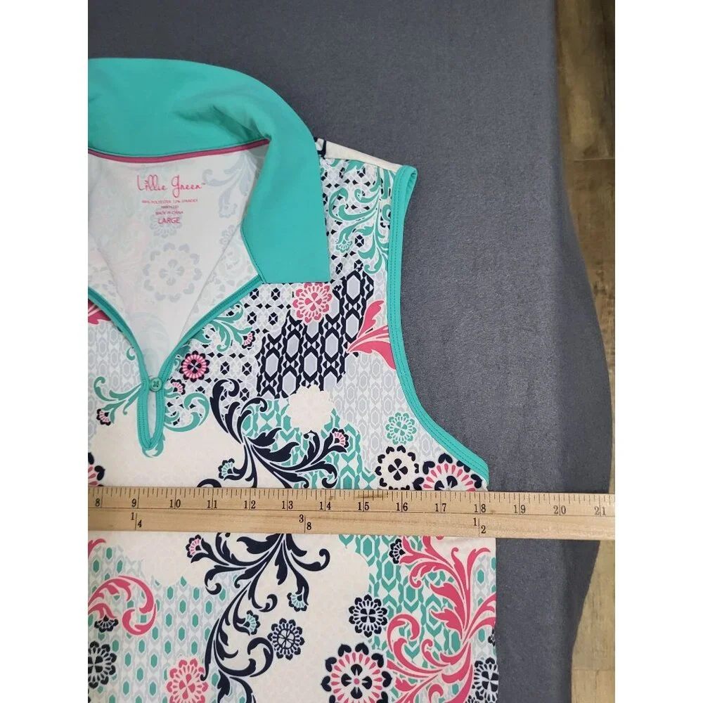 Lillie Green Performance Athleisure Golf Tank Top Large Colorful Travel Resort - Picture 4 of 5